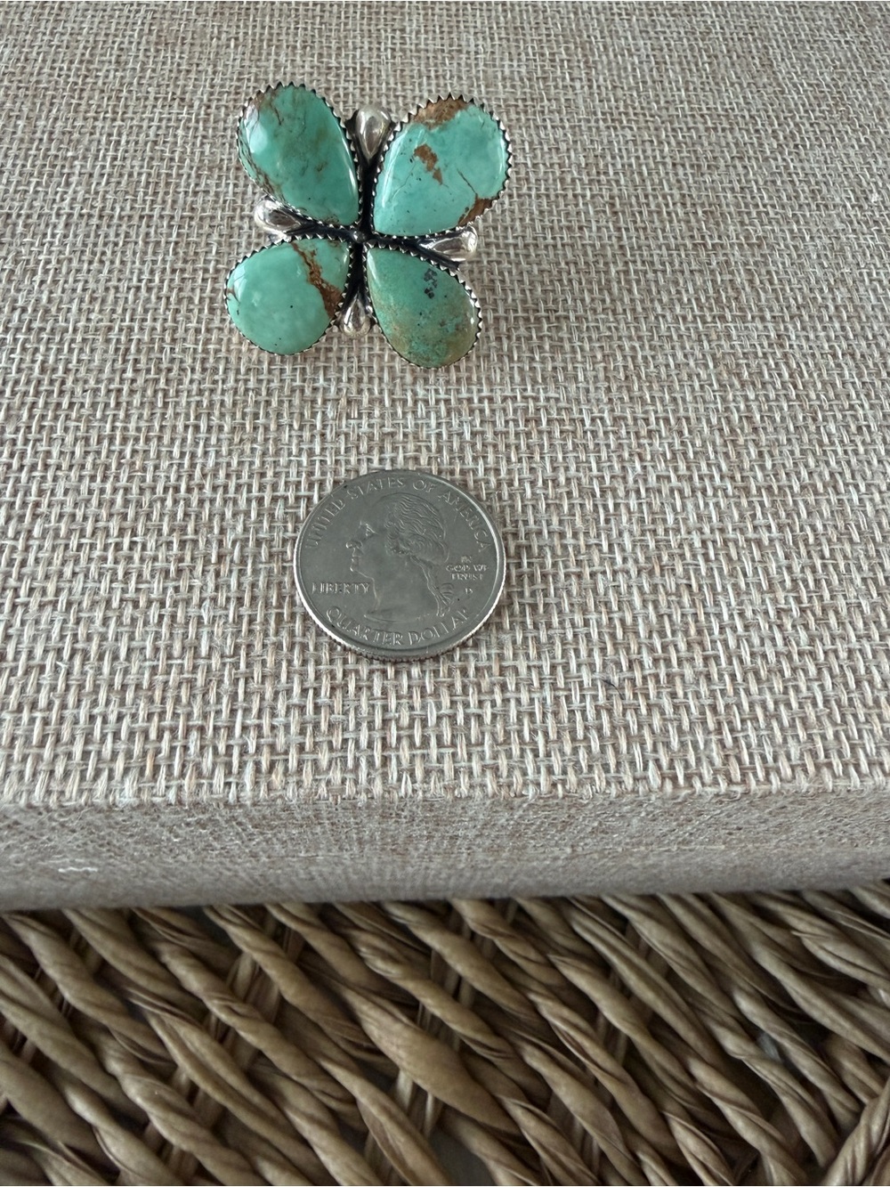 Handcrafted Turquoise Four-Petal Stone Accent - Unbranded